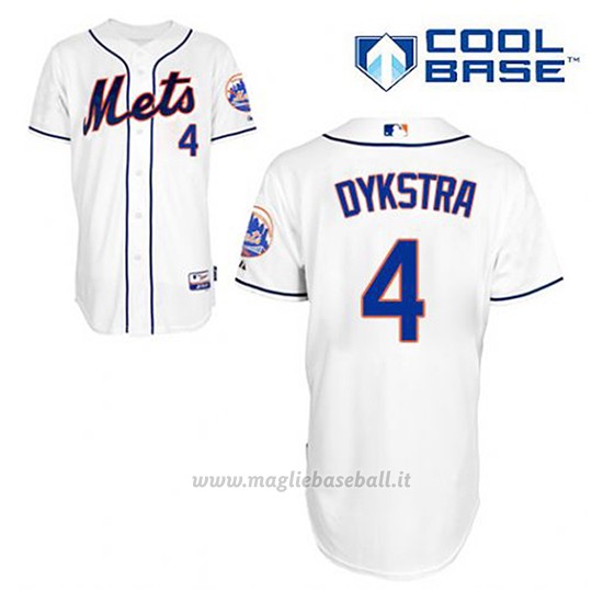 Maglia Baseball Uomo New York Mets Lenny Dykstra 4 Bianco Alterner Cool Base